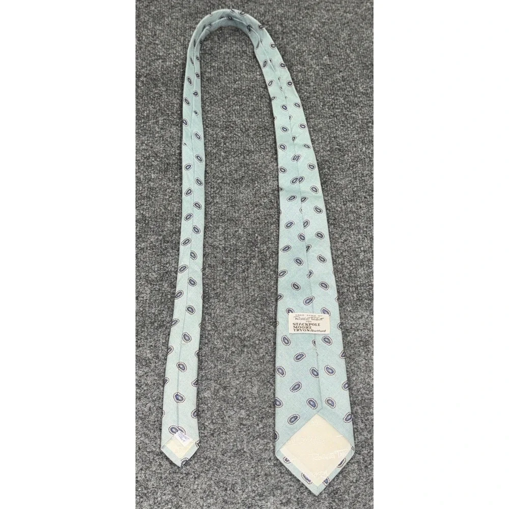 Robert Talbott Hand Sewn Finest Linen Tie Light Blue Medallion Made In USA